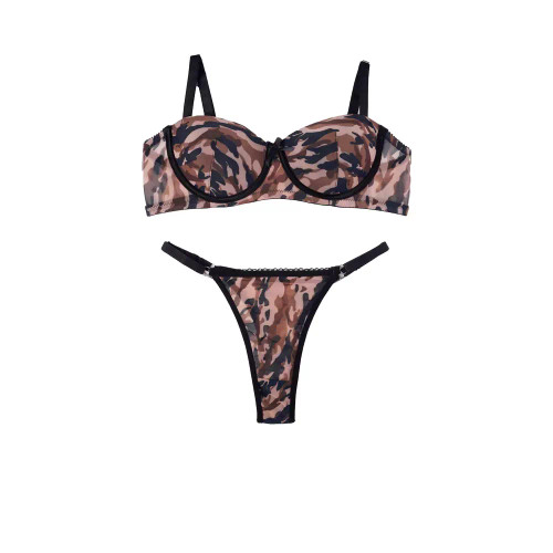 ست لباس زیر زنانه تور فنردار لامبادا بدون جک سایز 75 تا 90