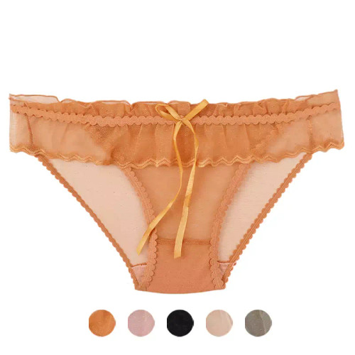 شورت زنانه توری اسلیپ خالدار لبه چین فانتزی