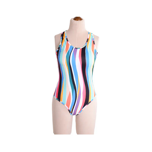 مایو زنانه یک تکه استرچ ضد کلر بند ضربدری کاپ جدا شونده سایز L XL