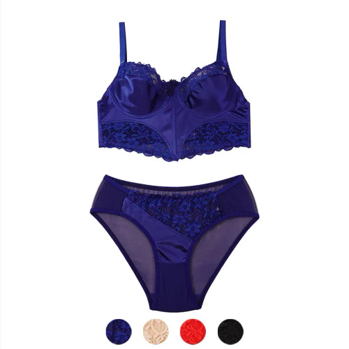 ست لباس زیر زنانه دانتل فنردار کاپ B مدل اسلیپ