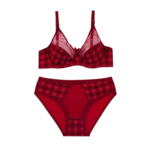 ست لباس زیر زنانه حریر نخی فنردار کاپ B اسلیپ