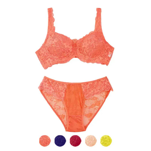 ست لباس زیر زنانه کاپ B فنردار طرح دانتل در سایزهای 75 تا 90