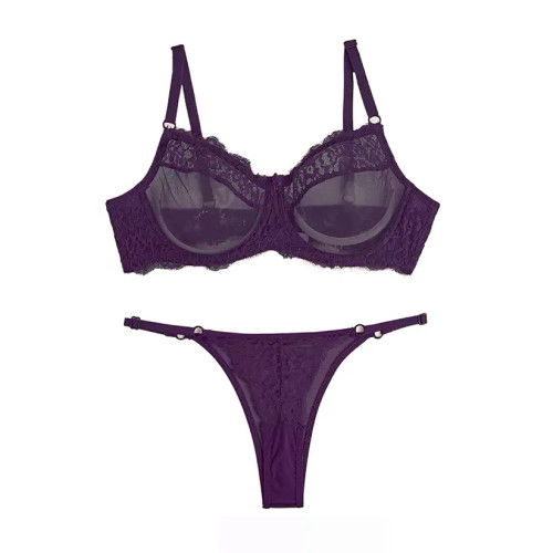 ست لباس زیر زنانه حریر و دانتل مدل لامبادا در سایزهای مختلف