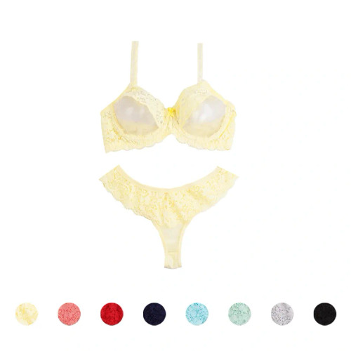 ست لباس زیر زنانه حریر و دانتل فنردار لامبادا سایز 75 تا 90