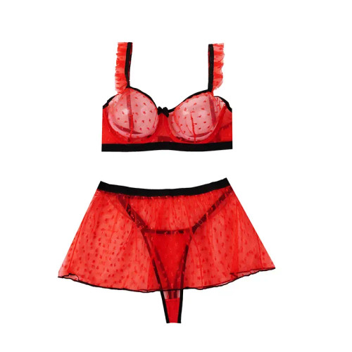 ست لباس زیر زنانه فانتزی لامبادا حریر تور کاپ B سایز 75 تا 90