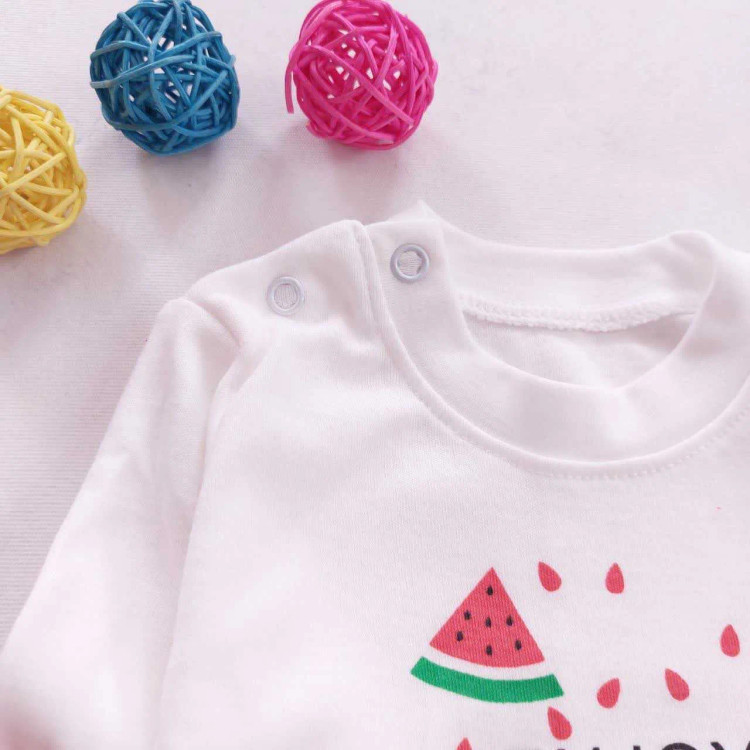 ست سه تیکه سویشرت دار هندوانه ای نوزادی | لباس یلدایی کودک | پنبه دورو | سایز 6 تا 24 ماه