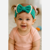 هدبند پاپیونی نوزاد و کودک | پنبه کبریتی | مناسب 2 ماه تا 3 سال