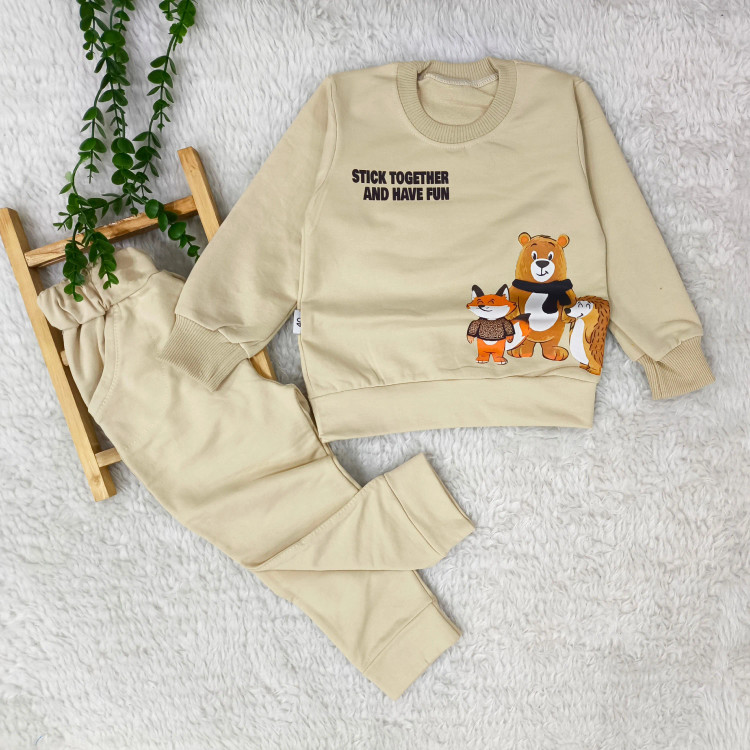 بلوز شلوار بچگانه طرح روباه و دوستان جنس پنبه دورس مناسب 2 تا 5 سال