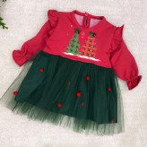 پیراهن دخترانه کریسمس | لباس مجلسی نوزاد و کودک | سایز 6 ماه تا 3 سال
