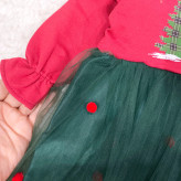 پیراهن دخترانه کریسمس | لباس مجلسی نوزاد و کودک | سایز 6 ماه تا 3 سال