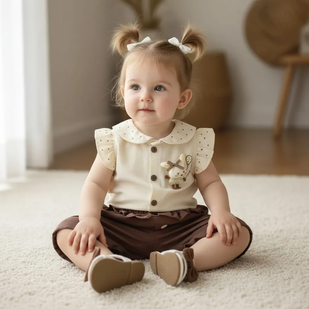 تاپ شلوارک نوزادی تاپ شورت دخترانه ست دخترانه را