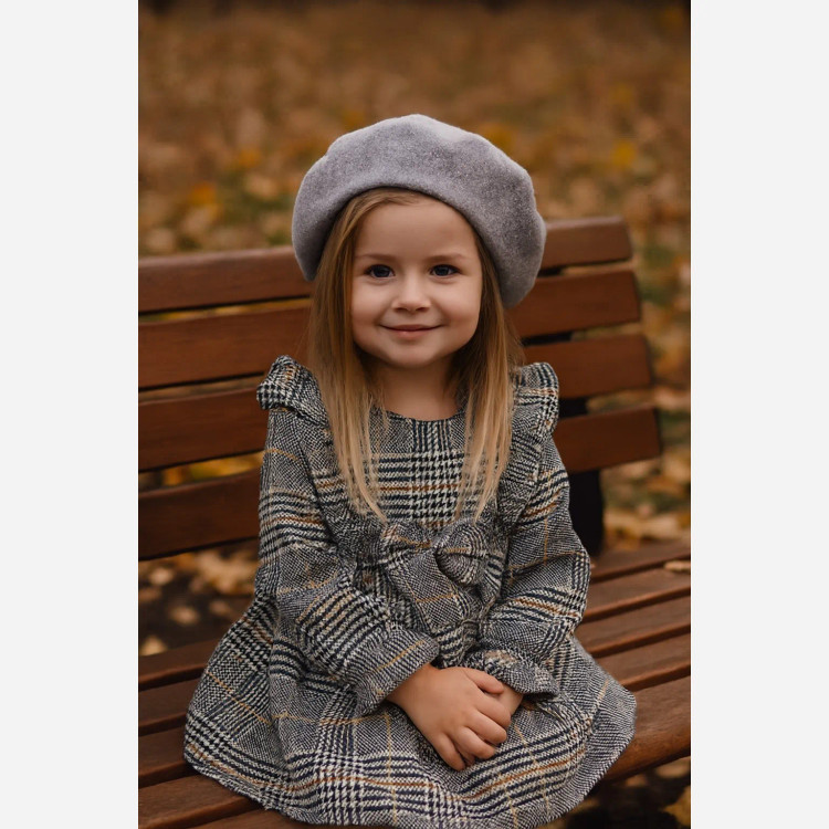 پیراهن کشمیر چهارخونه پاپیونی دخترانه بچگانه 1 تا 4 سال