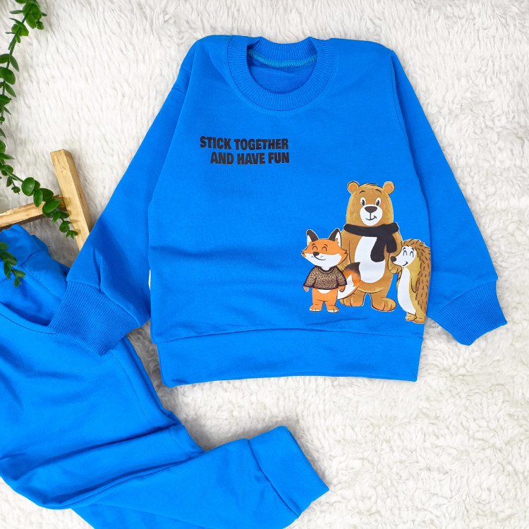 بلوز شلوار بچگانه طرح روباه و دوستان جنس پنبه دورس مناسب 2 تا 5 سال