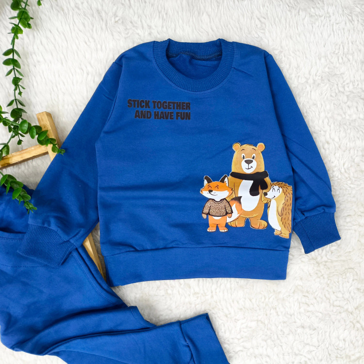 بلوز شلوار بچگانه طرح روباه و دوستان جنس پنبه دورس مناسب 2 تا 5 سال