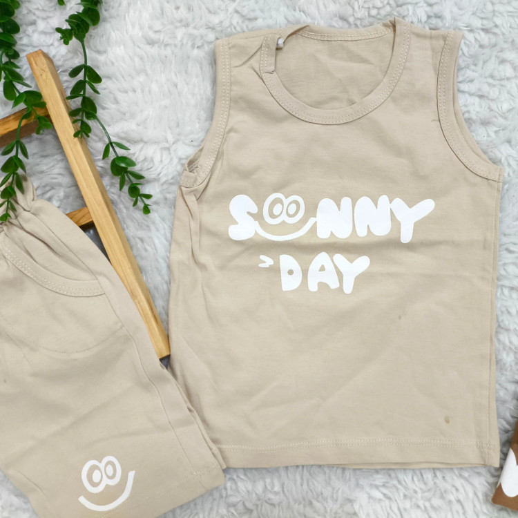 تیشرت و شلوارک پسرانه پنبهای سوپر طرح Sunny Day مناسب 2 تا 4 سال | 6 رنگ