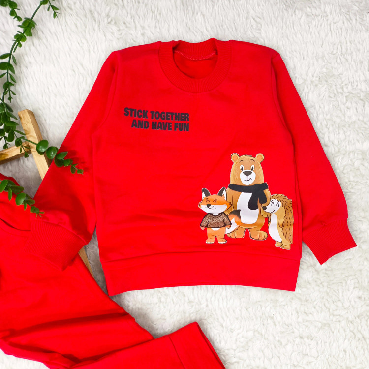 بلوز شلوار بچگانه طرح روباه و دوستان جنس پنبه دورس مناسب 2 تا 5 سال