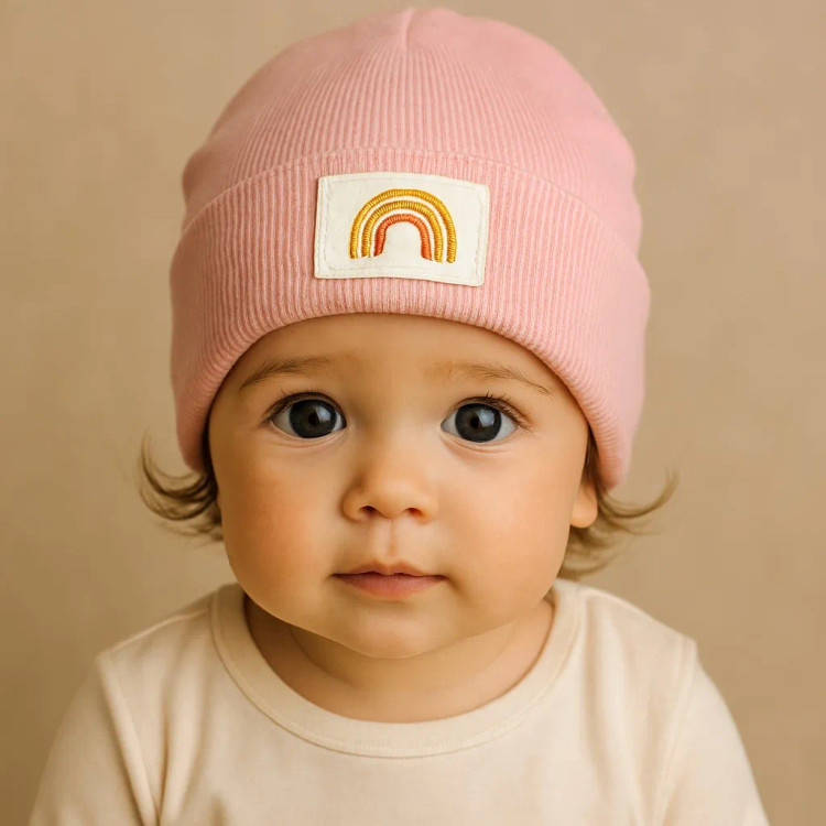 کلاه نوزادی رنگین کمان کبریتی | مناسب 3 ماه تا 2 سال | ضد پرز و آبرفت
