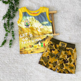 ست تاپ و شورتک کتان پسرانه وارداتی نخ پنبه لطیف سایز بندی 1 تا 2 سال