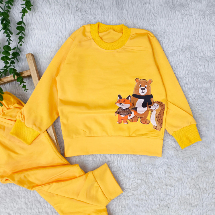 بلوز شلوار بچگانه طرح روباه و دوستان جنس پنبه دورس مناسب 2 تا 5 سال