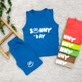 تیشرت و شلوارک پسرانه پنبهای سوپر طرح Sunny Day مناسب 2 تا 4 سال | 6 رنگ