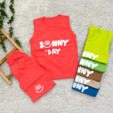 تیشرت و شلوارک پسرانه پنبهای سوپر طرح Sunny Day مناسب 2 تا 4 سال | 6 رنگ