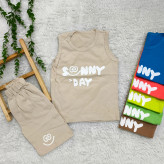 تیشرت و شلوارک پسرانه پنبهای سوپر طرح Sunny Day مناسب 2 تا 4 سال | 6 رنگ