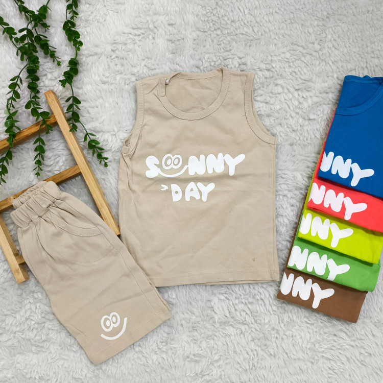 تیشرت و شلوارک پسرانه پنبهای سوپر طرح Sunny Day مناسب 2 تا 4 سال | 6 رنگ
