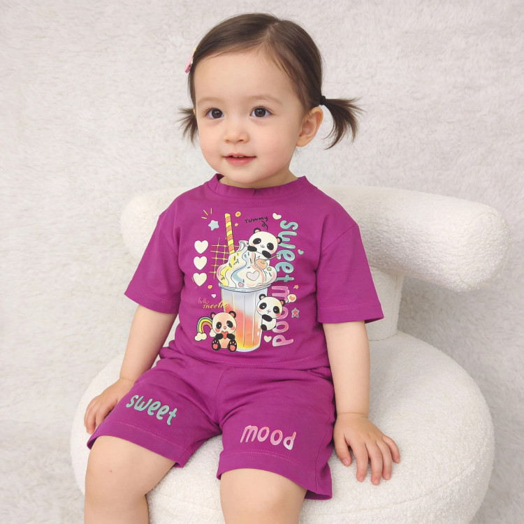 تیشرت و شورتک لش طرح پاندا پنبه سوپر مناسب کودکان 1 تا 3 سال