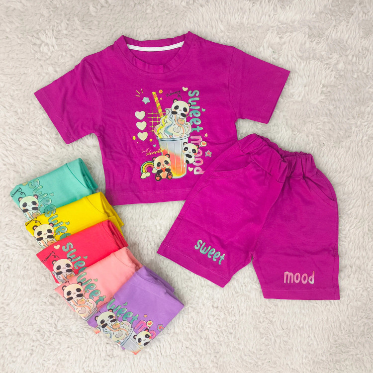 تیشرت و شورتک لش طرح پاندا پنبه سوپر مناسب کودکان 1 تا 3 سال