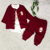 سه تکه بلوز شلوار و بادی نوزادی دخترانه پسرانه ست یلدایی پنگوئن