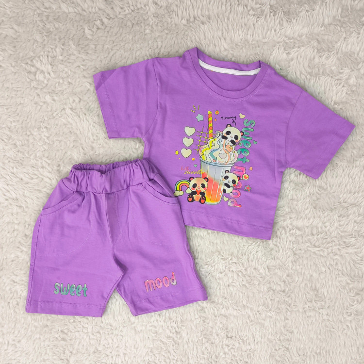 تیشرت و شورتک لش طرح پاندا پنبه سوپر مناسب کودکان 1 تا 3 سال