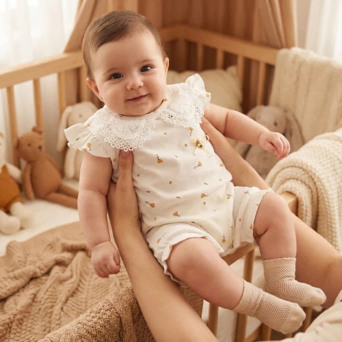 رامپر نوزادی دخترانه سرهمی دخترانه رامپر مجلسی گل