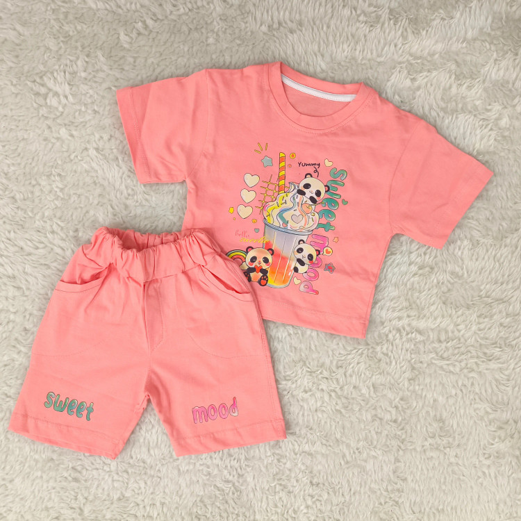 تیشرت و شورتک لش طرح پاندا پنبه سوپر مناسب کودکان 1 تا 3 سال