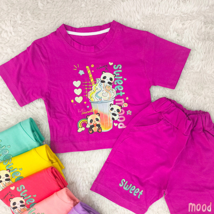 تیشرت و شورتک لش طرح پاندا پنبه سوپر مناسب کودکان 1 تا 3 سال