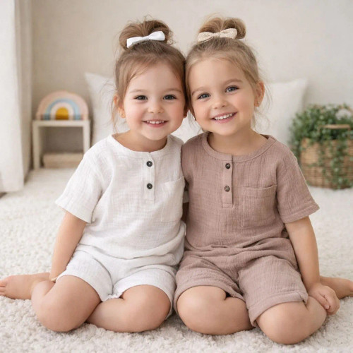 ست تیشرت شورت نوزادی پسرانه دخترانه موسلین