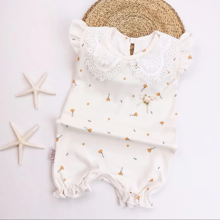 رامپر نوزادی دخترانه سرهمی دخترانه رامپر مجلسی گل