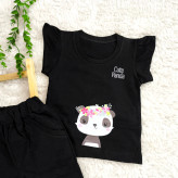 تاپ و شلوارک بچگانه مشکی پنبه سوپر درجه یک طرح دار سایز 35 و 40