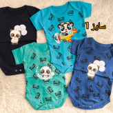 بادی نوزادی آستین کوتاه طرح پاندا | جنس پنبه سوپر | سایز 3 تا 12 ماه