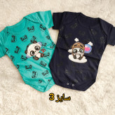 بادی نوزادی آستین کوتاه طرح پاندا | جنس پنبه سوپر | سایز 3 تا 12 ماه