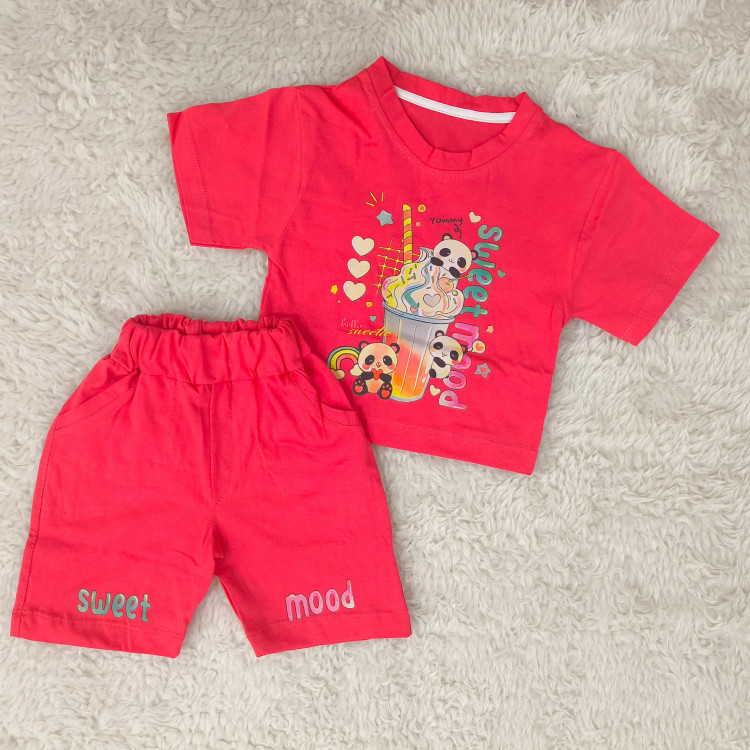 تیشرت و شورتک لش طرح پاندا پنبه سوپر مناسب کودکان 1 تا 3 سال