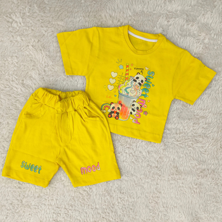 تیشرت و شورتک لش طرح پاندا پنبه سوپر مناسب کودکان 1 تا 3 سال