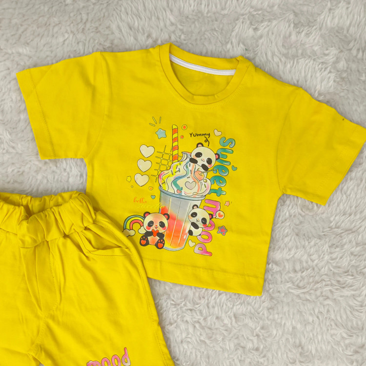 تیشرت و شورتک لش طرح پاندا پنبه سوپر مناسب کودکان 1 تا 3 سال