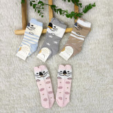 جوراب ساق بلند نوزاد طرح گربه | پنبه صد درصد | سایز 0 تا 6 ماه