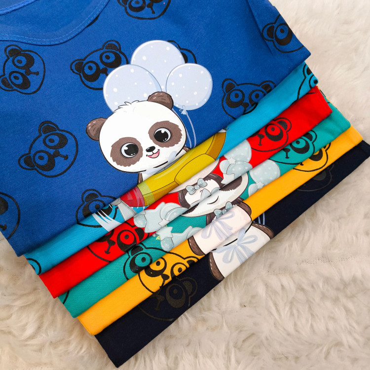 بادی نوزادی آستین کوتاه طرح پاندا | جنس پنبه سوپر | سایز 3 تا 12 ماه