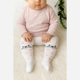 جوراب ساق بلند نوزاد طرح گربه | پنبه صد درصد | سایز 0 تا 6 ماه