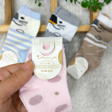 جوراب ساق بلند نوزاد طرح گربه | پنبه صد درصد | سایز 0 تا 6 ماه