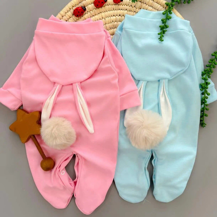 سرهمی و کلاه خرگوشی پوم دار نوزاد | مناسب عکاسی ماهگرد و آتلیه | پنبه نرم و لطیف | سایز 1-2 ماه و 2-4 ماه