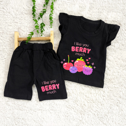 تاپ شلوارک نخی مشکی بچگانه در سه طرح، سایز 35 و 40 (1 تا 3 سال)