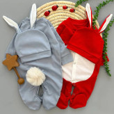 سرهمی و کلاه خرگوشی پوم دار نوزاد | مناسب عکاسی ماهگرد و آتلیه | پنبه نرم و لطیف | سایز 1-2 ماه و 2-4 ماه