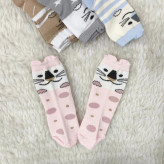جوراب ساق بلند نوزاد طرح گربه | پنبه صد درصد | سایز 0 تا 6 ماه